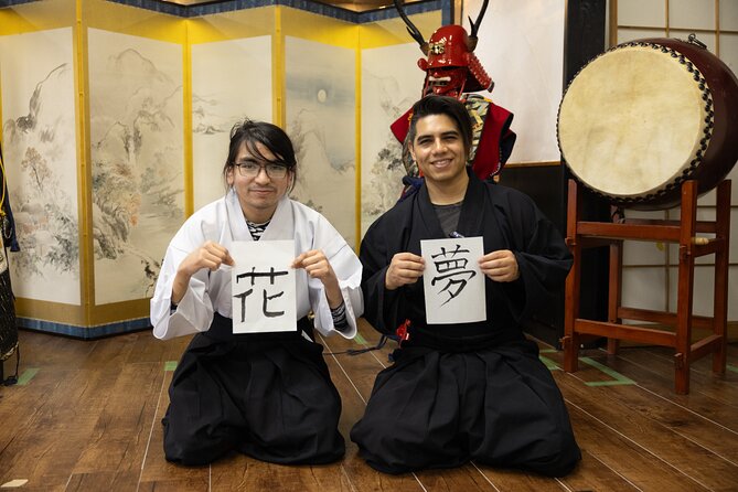 Learning Zen of Japanese Calligraphy in kimono near Osaka Castle - A calligraphy class with a personal keepsake