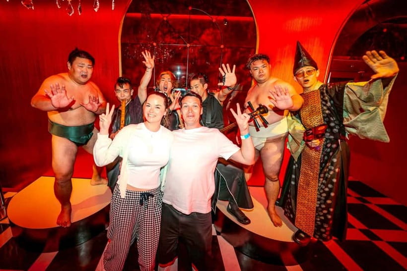 Osaka:SUMO BEATS SHOWCASE: Taiko Drum and Wagyu burger! - The Wagyu burger and included drink